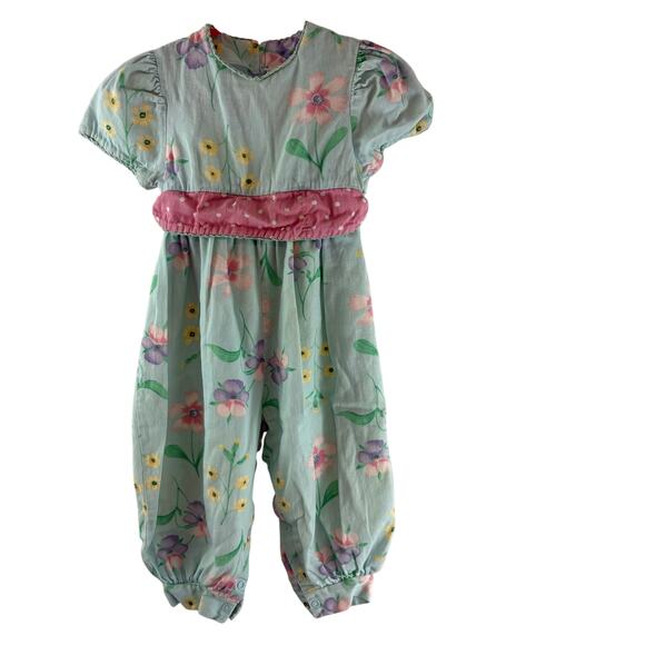 Vintage Hartstrings Baby Floral Bubble Romper Girls 24 Months - Picture 1 of 6